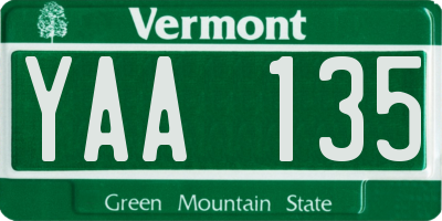 VT license plate YAA135