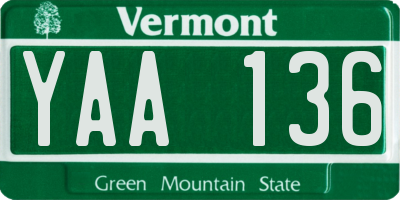 VT license plate YAA136