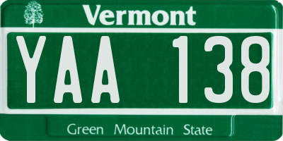 VT license plate YAA138