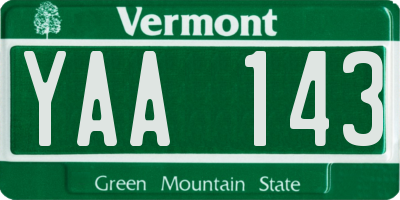 VT license plate YAA143