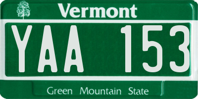 VT license plate YAA153