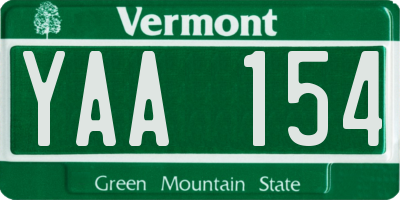 VT license plate YAA154