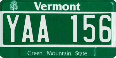 VT license plate YAA156