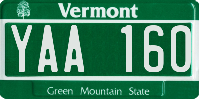 VT license plate YAA160