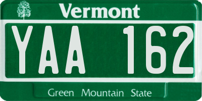 VT license plate YAA162