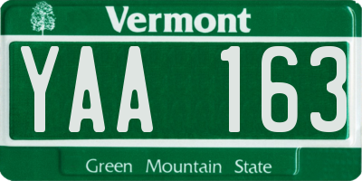 VT license plate YAA163