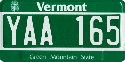 VT license plate YAA165