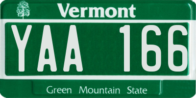 VT license plate YAA166