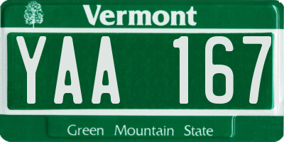 VT license plate YAA167