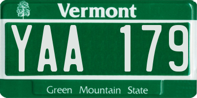 VT license plate YAA179