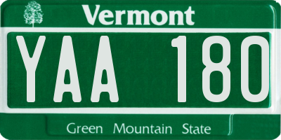 VT license plate YAA180