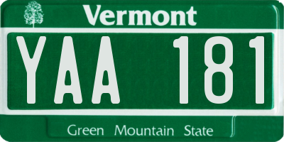 VT license plate YAA181