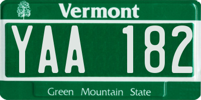 VT license plate YAA182