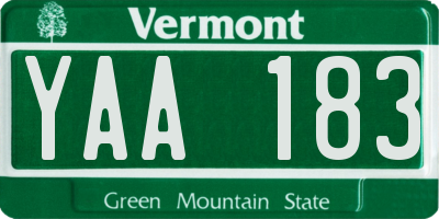 VT license plate YAA183