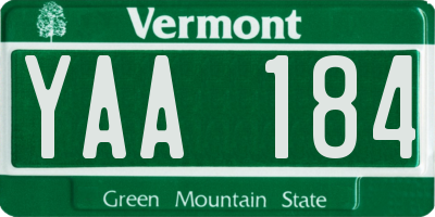 VT license plate YAA184