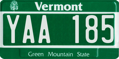VT license plate YAA185