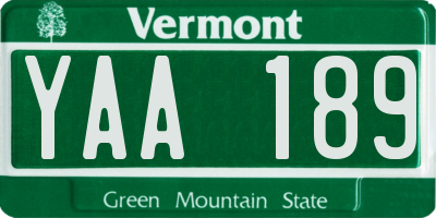 VT license plate YAA189