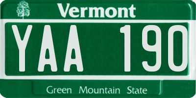 VT license plate YAA190
