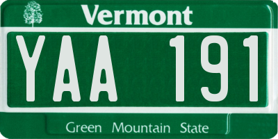 VT license plate YAA191