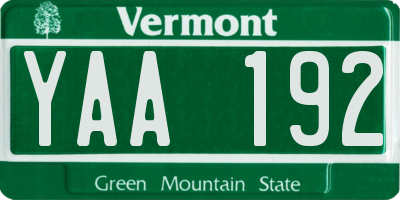 VT license plate YAA192