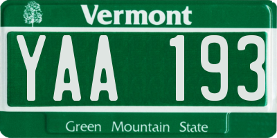 VT license plate YAA193