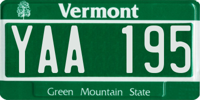 VT license plate YAA195
