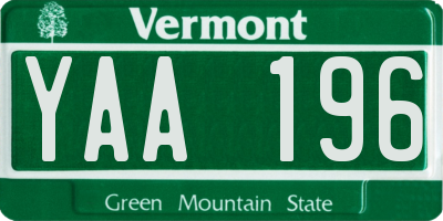 VT license plate YAA196