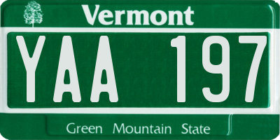 VT license plate YAA197