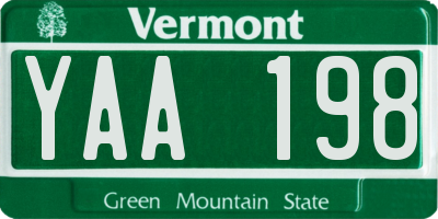 VT license plate YAA198
