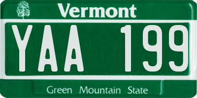 VT license plate YAA199