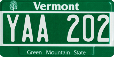 VT license plate YAA202