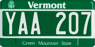 VT license plate YAA207
