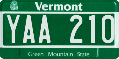 VT license plate YAA210