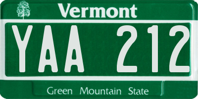 VT license plate YAA212