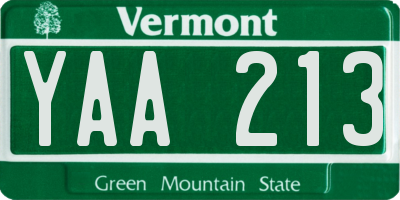 VT license plate YAA213