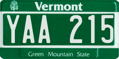 VT license plate YAA215