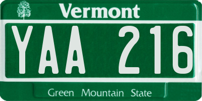 VT license plate YAA216