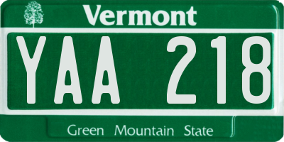 VT license plate YAA218