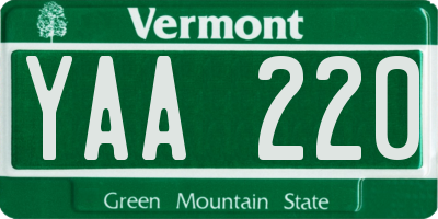 VT license plate YAA220