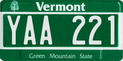 VT license plate YAA221