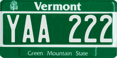 VT license plate YAA222