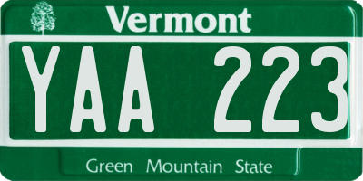 VT license plate YAA223