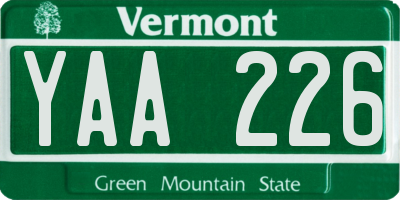 VT license plate YAA226