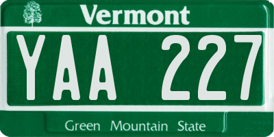 VT license plate YAA227