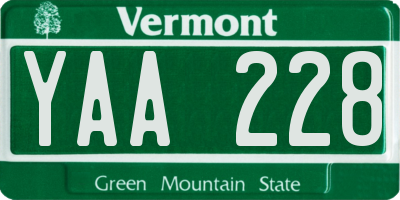 VT license plate YAA228