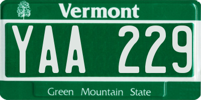 VT license plate YAA229