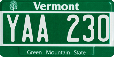 VT license plate YAA230