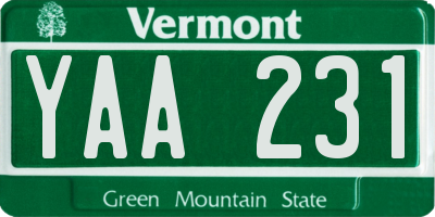 VT license plate YAA231
