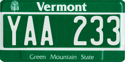 VT license plate YAA233
