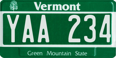 VT license plate YAA234